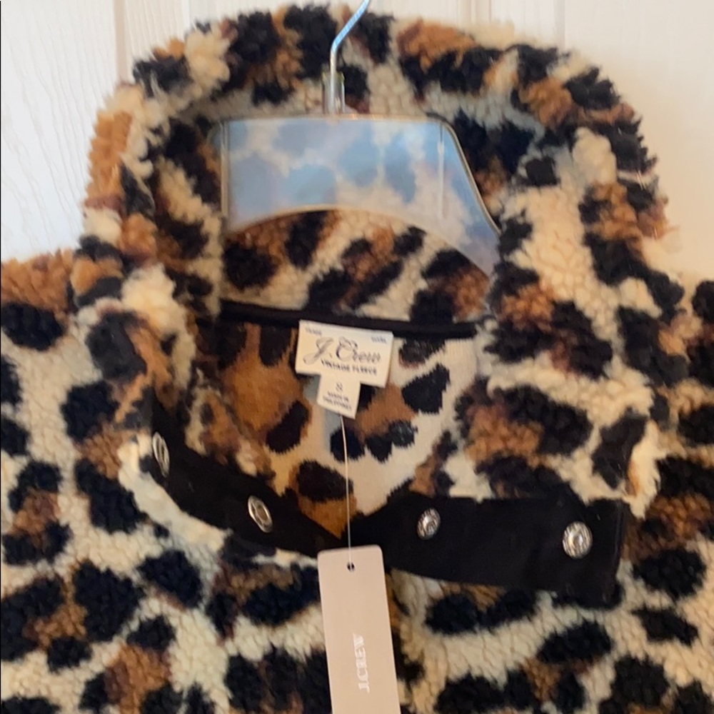 J Crew snap-collar, leopard print Sherpa; size S - Picture 12 of 13